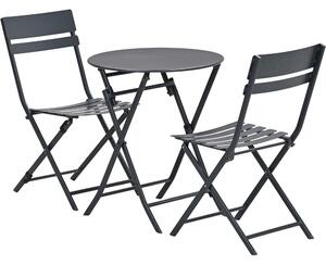 Alfira Garden Steel Bistro Table Set In Carbon Black