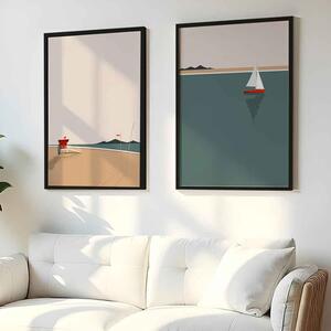 Oceanica Wooden 20x30cm Seaside Decorative Black Frame Set in Multicolour