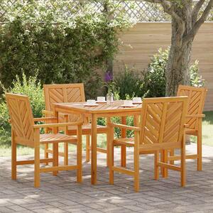 Alfresco Outdoor Acacia Wood 90cm Dining Table with 4 Chairs in Brown