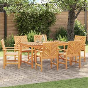Alfresco Outdoor Acacia Wood 150cm Dining Table with 6 Chairs in Brown