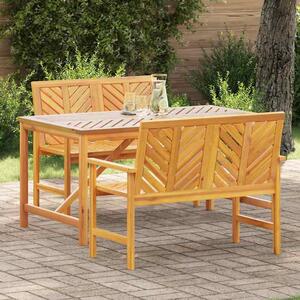 Alfresco Outdoor Acacia Wood 150cm Dining Table with 2 Bench in Brown