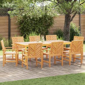 Alfresco Outdoor Acacia Wood 200cm Dining Table with 8 Chairs in Brown