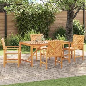 Alfresco Outdoor Acacia Wood 150cm Dining Table with 4 Chairs in Brown