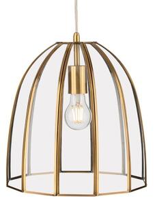 Firstlight 2916AB Lincoln 1 Light Ceiling Pendant Light In Antique Brass With Clear Glass Panels