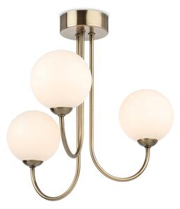 Firstlight 2886AB Lyndon 3 Light Flush Ceiling Light In Antique Brass With Opal Glass