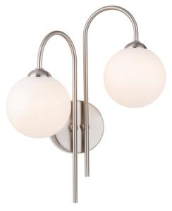 Firstlight 2885BS Lyndon 2 Light Wall Light In Brushed Steel With Opal Glass