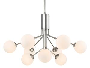 Firstlight 2890BS Montana 9 Light Ceiling Pendant Light In Brushed Steel With Opal Glass Shade