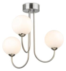 Firstlight 2886BS Lyndon 3 Light Flush Ceiling Light In Brushed Steel With Opal Glass
