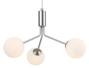 Firstlight 2888BS Montana 3 Light Ceiling Pendant Light In Brushed Steel With Opal Glass Shade