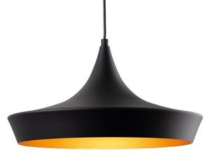 Firstlight 2850BK Leo 1 Light Ceiling Pendant Light In Black Finish With Matt Gold Inside