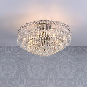Laura Ashley Enid 5 Light Crystal Semi Flush Ceiling Light In Polished Nickel Finish