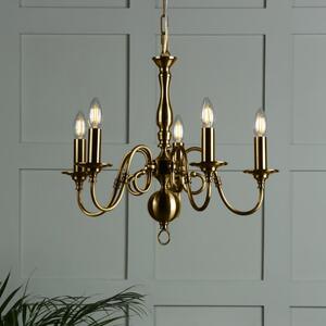 Laura Ashley Winchester 5 Light Ceiling Pendant In Antique Brass Finish