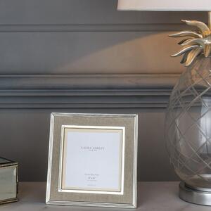 Laura Ashley Harrison Photo Frame In Polished Silver Finish With Natural Linen Detail 5x5 inch