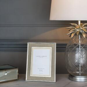 Laura Ashley Harrison Photo Frame In Polished Silver Finish With Natural Linen Detail 5x7 inch