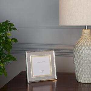 Laura Ashley Harrison Photo Frame In Polished Silver Finish With Grey Linen Detail 5x5 inch
