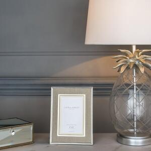 Laura Ashley Harrison Photo Frame In Polished Silver Finish With Natural Linen Detail 4x6 inch