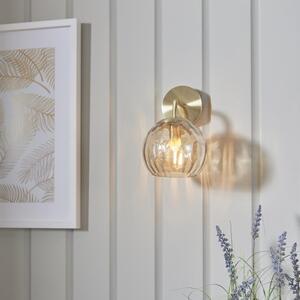 Dimple Single Wall Light In Brushed Gold Finish and Champagne Glass 91970