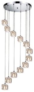 Modern 12 Glass Ice Cube Cluster Ceiling Pendant light In Polished Chrome