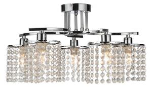 Modern 5 Way Crystal Droplet Ceiling Chandelier in Chrome - LED Compatible
