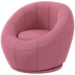 HOMCOM Modern Accent Chair, Swivel Upholstered Armchair for Living Room, Bedroom, Home Office, Pink