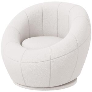 HOMCOM Modern Accent Chair, Swivel Upholstered Armchair for Living Room, Bedroom, Home Office, White