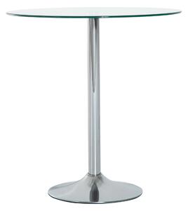 HOMCOM Round Dining Table, Modern Dining Room Table with Tempered Glass Top, Steel Base, Space Saving Small Bar Table