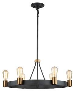 Quintiesse QN-SILAS-6P-DZ Silas 6 Light Ceiling Light In Aged Zinc And Heritage Brass Finish