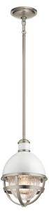Quintiesse QN-TOLLIS-MP-BN Tolis Mini Pendant Light In Brushed Nickel And White Finish