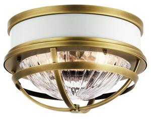Quintiesse QN-TOLLIS-F-NBR Tolis Flush Ceiling Light In Natural Brass And White Finish