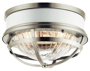 Quintiesse QN-TOLLIS-F-BN Tolis Flush Ceiling Light In Brushed Nickel And White Finish