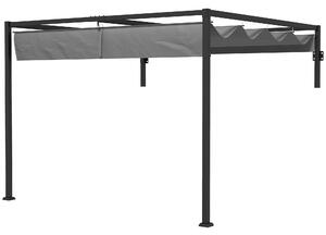 Outsunny 2 x 3(m) Lean To Pergola, Metal Pergola with Retractable Roof for Grill, Garden, Patio, Deck