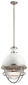 Quintiesse QN-TOLLIS-P-BN Tolis Ceiling Pendant Light In Brushed Nickel And White Finish