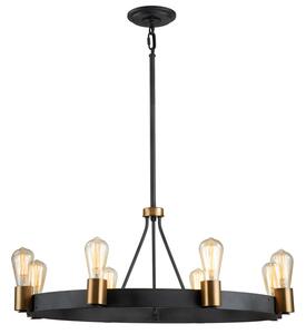 Quintiesse QN-SILAS-8P-DZ Silas 8 Light Ceiling Light In Aged Zinc And Heritage Brass Finish