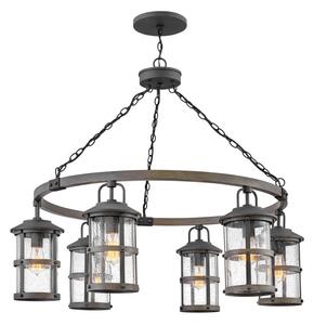 Quintiesse QN-LAKEHOUSE6-P-DZ Lakehouse 6 Light Outdoor Chandelier In Aged Zinc And Driftwood Grey