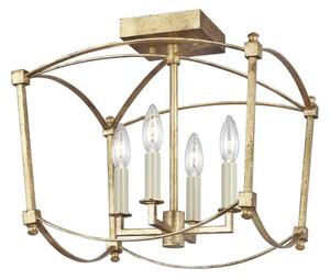 Quintiesse QN-THAYER-SF-ADB Thayer 4 Light Semi Flush Ceiling Light In Antique Gild Finish QN-THAYER-3P-ADB