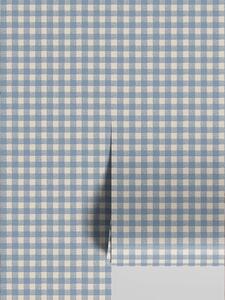 Dusty Blue Gingham Wallpaper | Default | Piglet in Bed