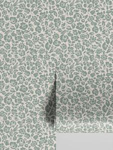 Laurel Green Meadow Floral Wallpaper | Default | Piglet in Bed