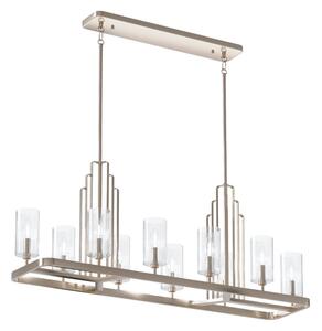 Quintiesse QN-KIMROSE10-PN Kimrose 10 Light Linear Ceiling Chandelier In Polished Nickel Finish