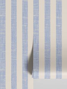 Meadow Blue Pembroke Stripe Wallpaper | Default | Piglet in Bed