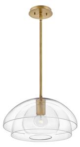 Quintiesse QN-LOTUS-P-HBR Lotus Ceiling Pendant Or Semi Flush Light In Heritage Brass With Clear Glass
