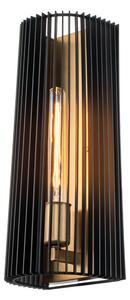 Quintiesse QN-LINARA1-BK Linara Single Wall Light In Natural Brass With Black Slatted Shade