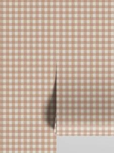 Warm Clay Gingham Wallpaper | Default | Piglet in Bed