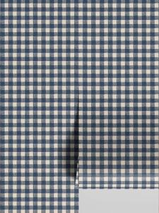 Titan Blue Gingham Wallpaper | Default | Piglet in Bed