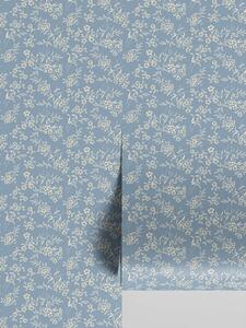 Warm Blue Camille Floral Wallpaper | Default | Piglet in Bed