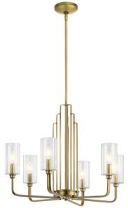 Quintiesse QN-KIMROSE6-BNB Kimrose 6 Light Ceiling Chandelier In Brushed Natural Brass