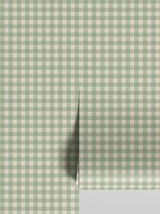 Winter Sage Gingham Wallpaper | Default | Piglet in Bed