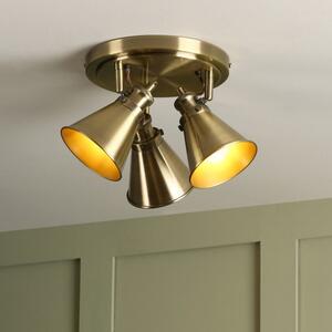 Laura Ashley LA3756157-Q Rufus 3 Light Ceiling Plate Spotlight In Antique Brass Finish