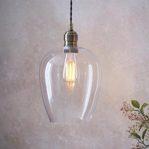 Camden Small Blown Glass Pendant Light In Antique Brass