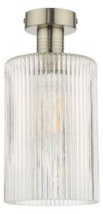Dar Lighting Emerson Semi Flush Ceiling Light In Antique Chrome With Cylinder Ribbed Glass EME4861-E01