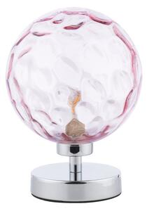 Dar Lighting Esben Table Lamp In Polished Chrome Finish With Pink Dimpled Glass ESB4150-13